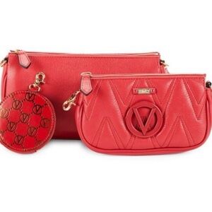 Valentino Vibrant Red Clutch and Wristlet Set NWOT